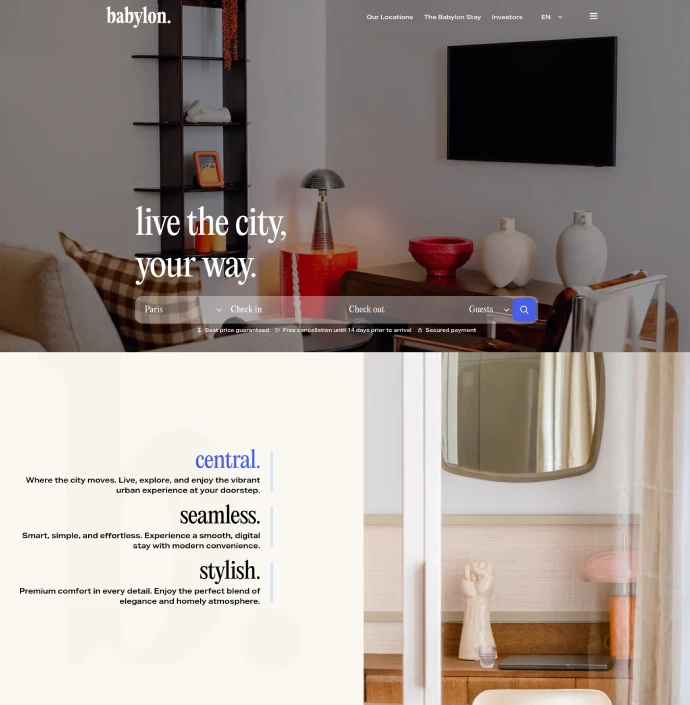 Babylon
<br>
<small style="font-size :14px">Appartements situés au cœur de Paris, pensés pour le confort, le style et la praticité. </small>