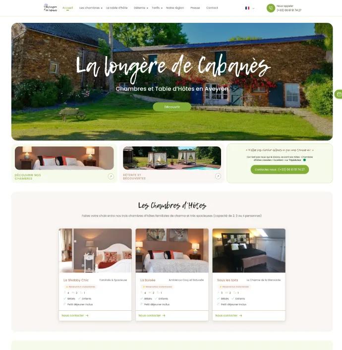 La longère 
<br>
<small style="font-size :14px">Chambres et Table d’Hôtes en Aveyron </small>